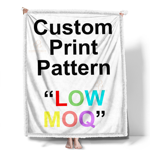 Custom Fleece Blanket Throw Company School Team Logo Pet Dog Family Photos Sublimation Printing Sherpa Blankets With Logo