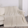 Solid Beige Knitted Throw Blanket Super Soft Plush Sofa Bed Decor Blanket Warm All Season Office Nap Blanket Custom Logo Size