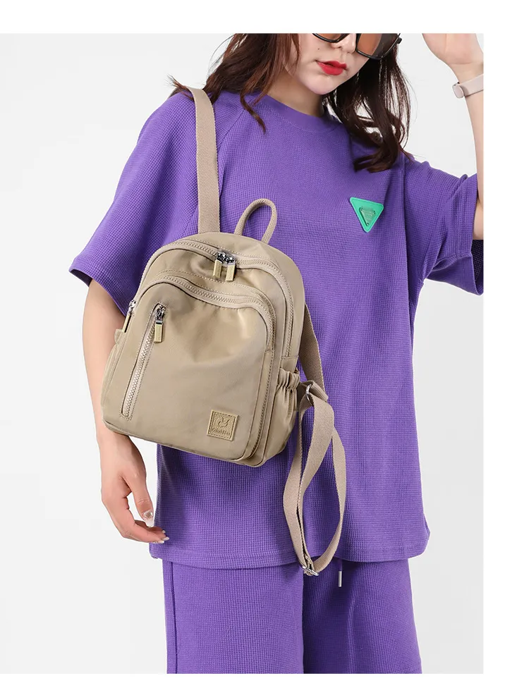 Xianghui Backpack Outdoor Travel Backpack Water Resistant Nylon Mini Handheld Women Schoolbag