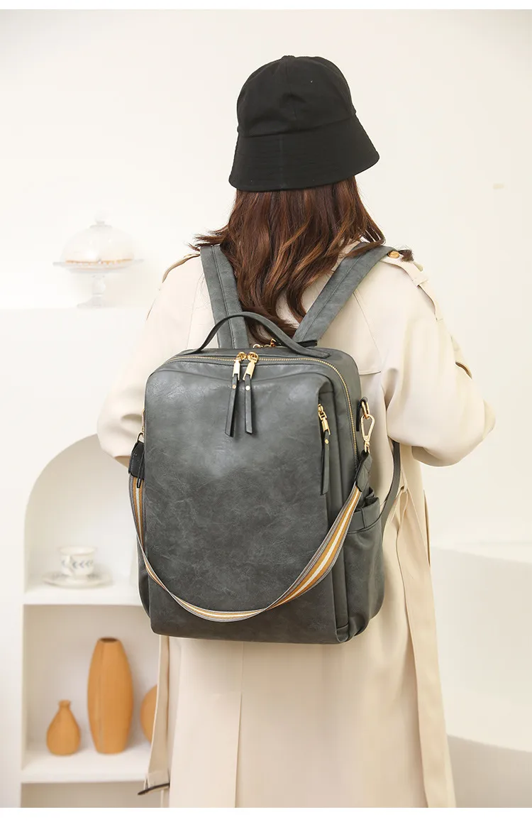 Xianghui Women Business Laptop Bag Multi Function Backpack PU Fashion Bag Travel Functional Backpack