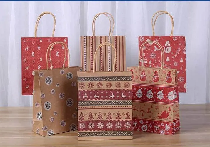 Xianghui Christmas Custom Christmas Eve Apple Wrapping Gift Tote Paper Bag