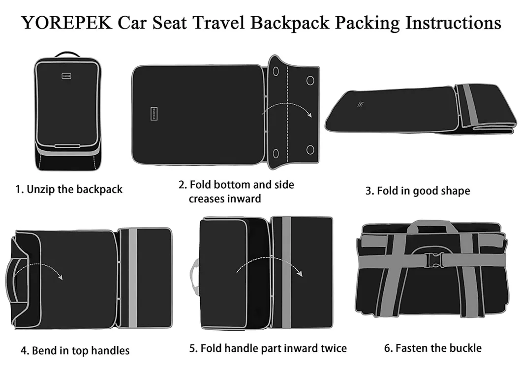 Heavy-Duty Black Car Seat Travel Bag Padded Airplane Car Seat Cover with Shoulder Strap for Airport Travel