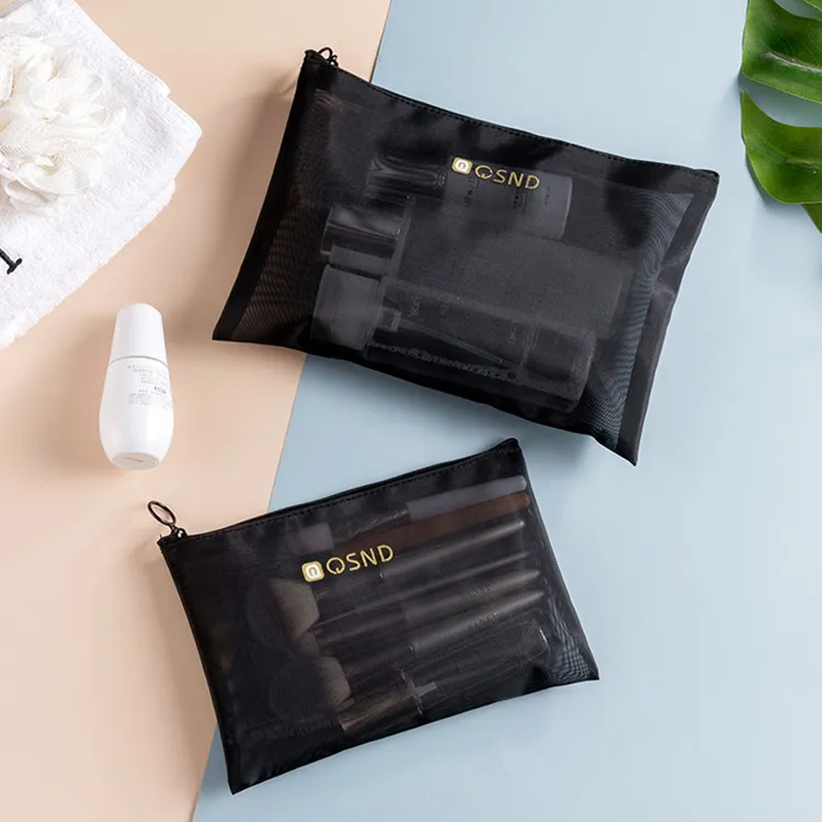 Xianghui Custom Logo Mesh Cosmetic Bag Portable Wash Simple Travel Nylon Cosmetic Bag