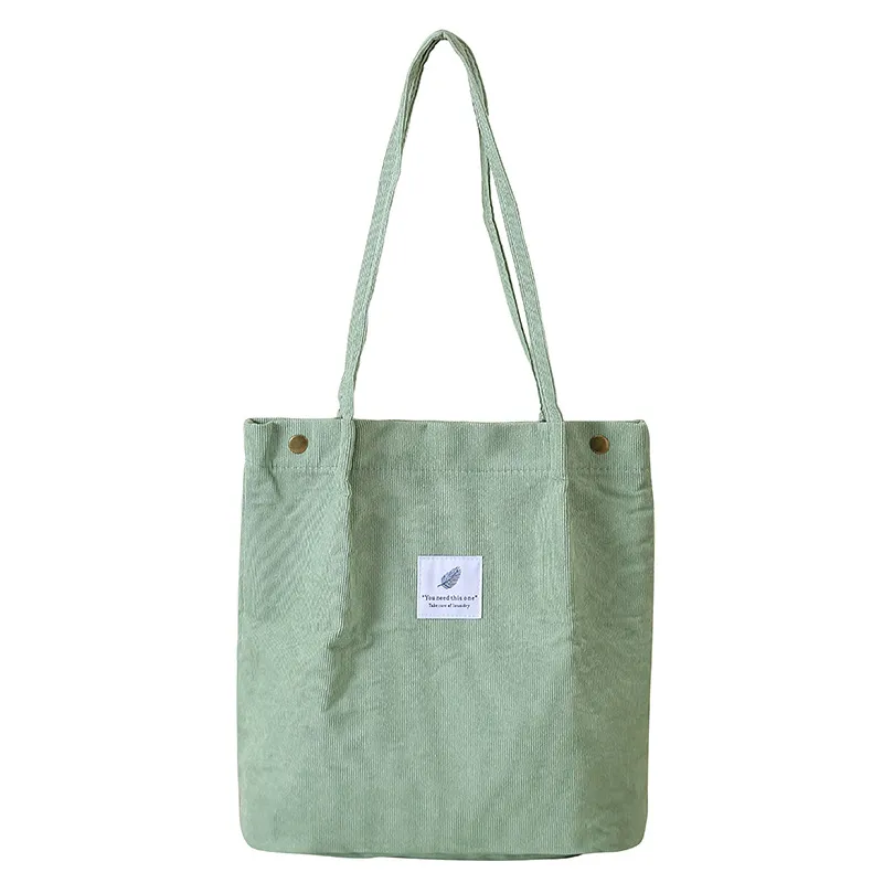 Xianghui Reusable School Shoulder Bag Corduroy Student Tote Shopping Bags
