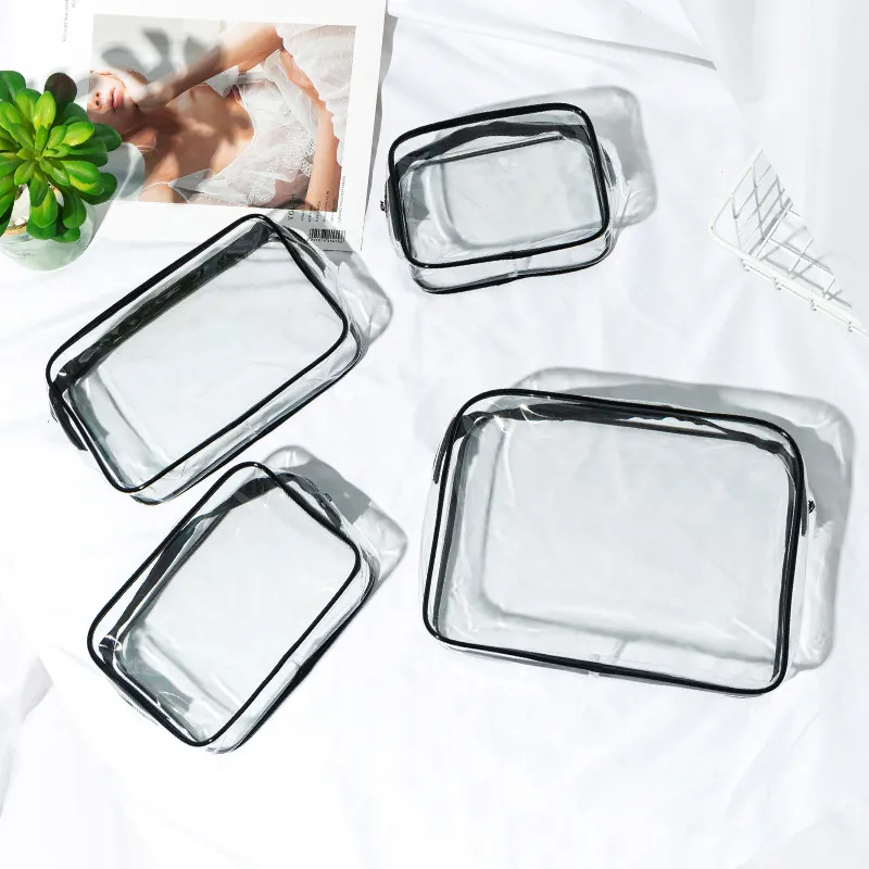 Xianghui OEM Transparent Make up Window PU PVC Cosmetic Bag Waterproof Travel Beauty Makeup Bag
