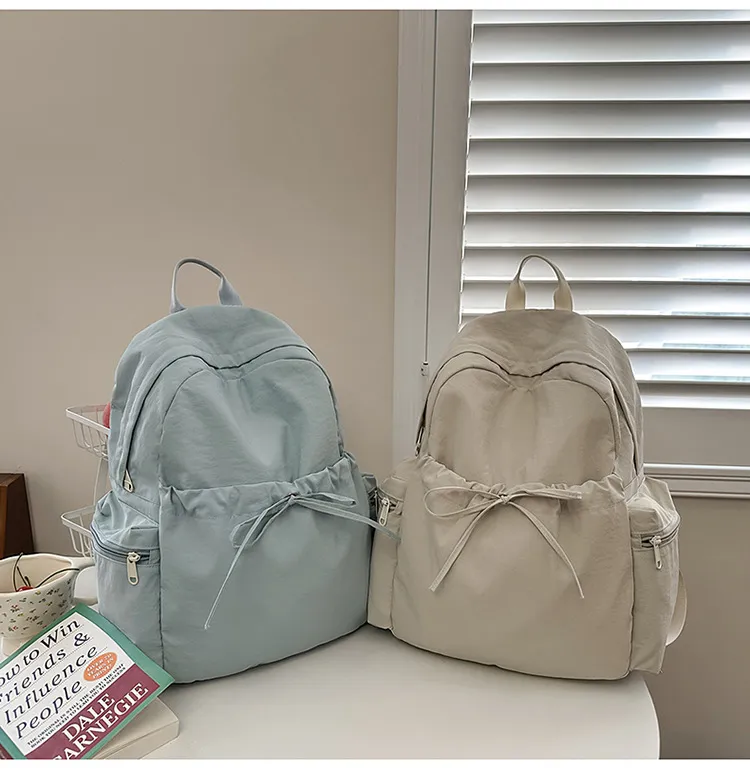 Xianghui Japanese Ins Sweet Style Bow Lightweight Small Backpack High Appearance Fresh Little Fairy Shopping Travel Backpack