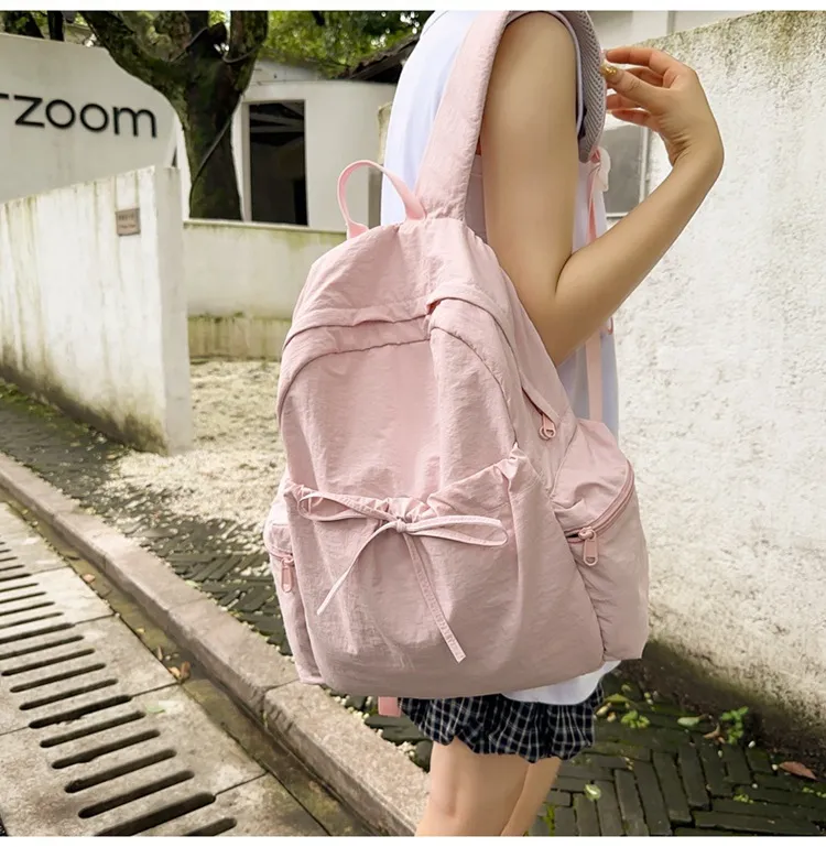 Xianghui Japanese Ins Sweet Style Bow Lightweight Small Backpack High Appearance Fresh Little Fairy Shopping Travel Backpack