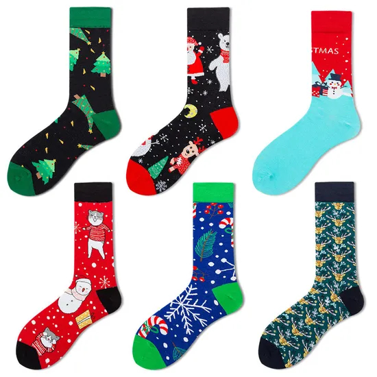 Xianghui Can Custom Logo Women's Winter Christmas Casual Crew Dress Socks