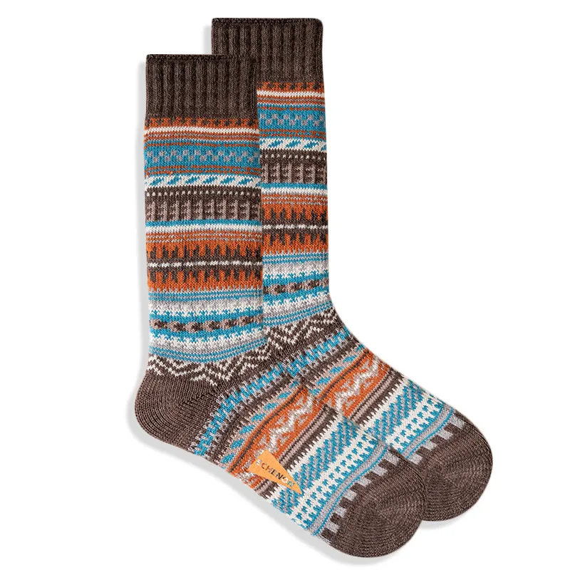 Xianghui Wholesale Novelty Quality Thick Winter Crew Jacquard Happy Socks for Men