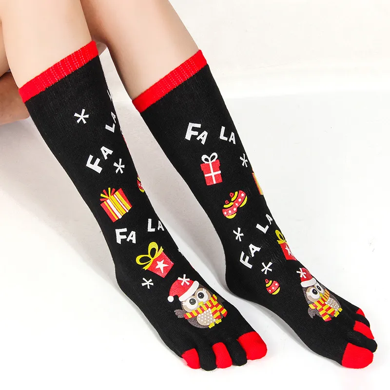 Xianghui Novelty Unisex Long Quality Custom 5 Toe Happy Women Christmas Socks