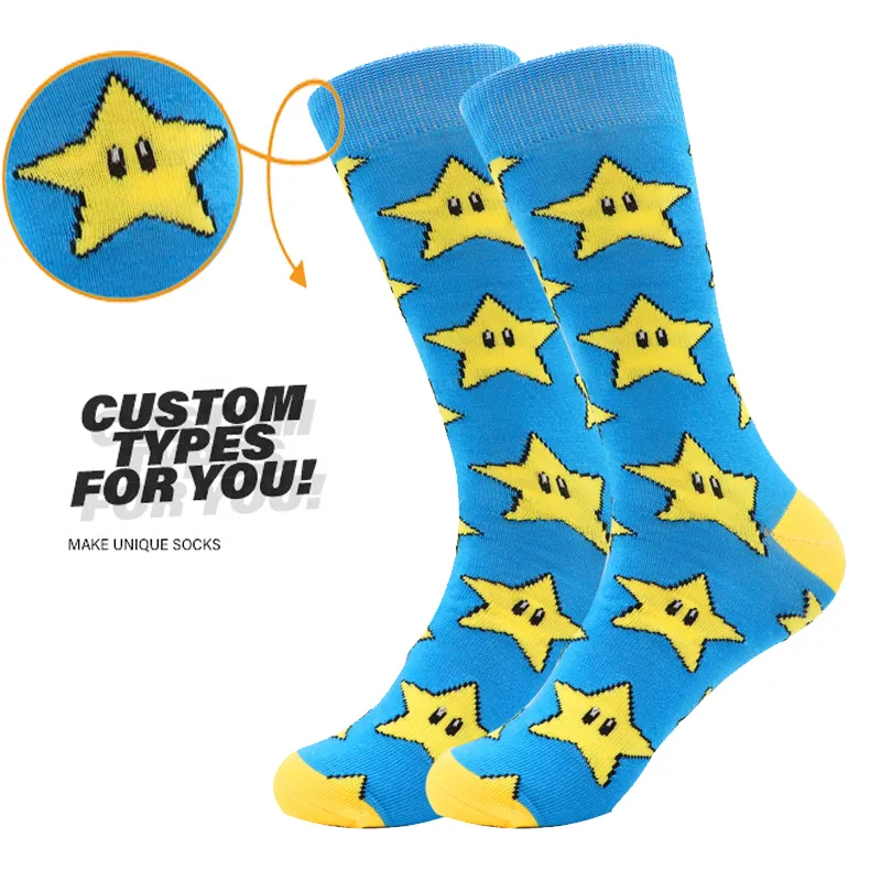 Xianghui Custom Logo Design Jacquard Sport Funny Colorful Printed Socks