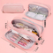 Wholesale Custom Logo Three Layers Double Opening Large Capacity Fashion Pencil Case School Storage Canvas Pencil Bag