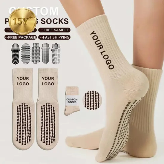 Custom 100% Cotton Pilates Grip Socks Anti-Slip Logo Sport Yoga Socks