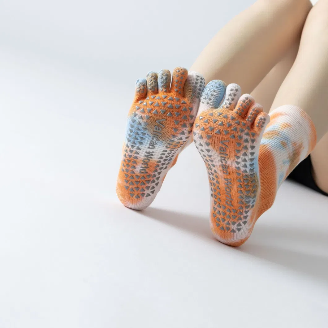 Xianghui Multi-Colored Tie Dye PVC Non-Slip Pilates Toe Sports Yoga Socks