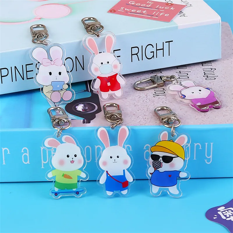 Xianghui Fashion Cute Rabbit Animal Pattern Custom Design Acrylic Keychain