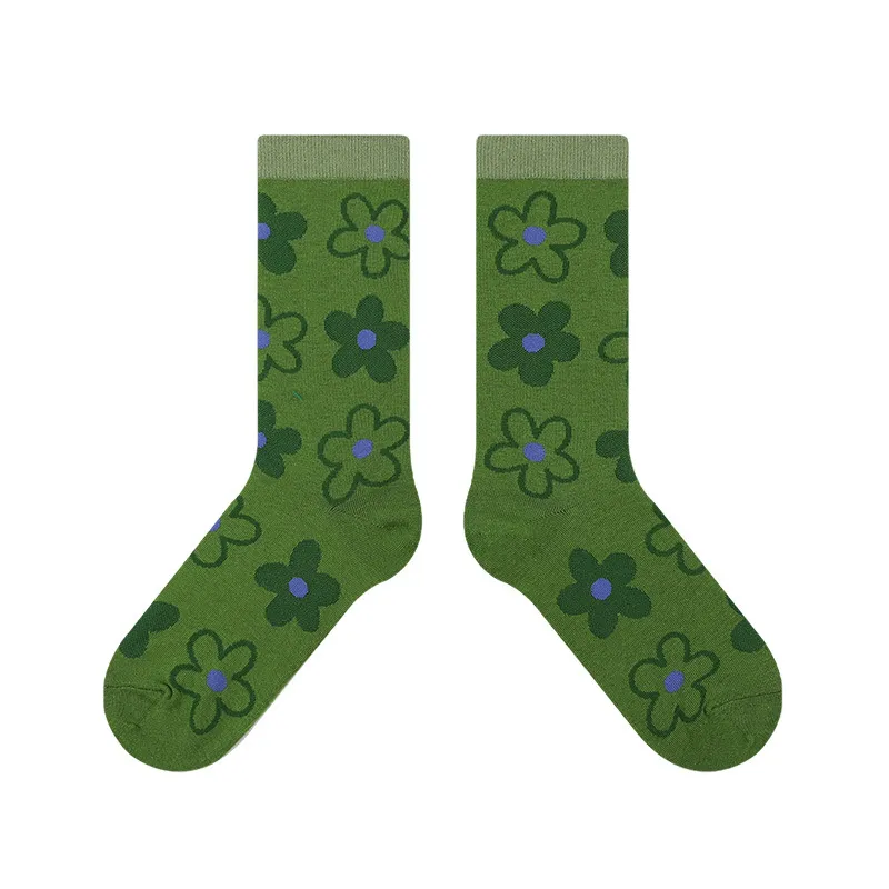 Xianghui Creative Cartoon Flower Embroidered Letter Women Happy Socks