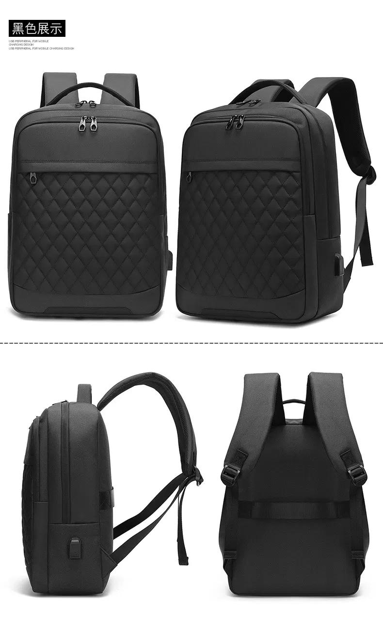 Xianghui Square Sewing Sports Business Travel Waterproof Oxford Backpacks with USB