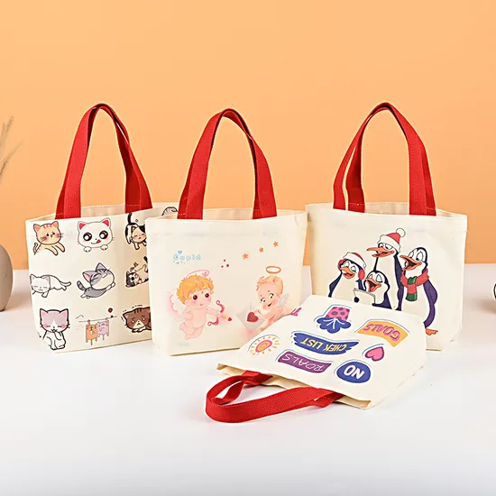 Printed Logo Canvas Shopper Bag with Zipper Reusable Shopping Bags
