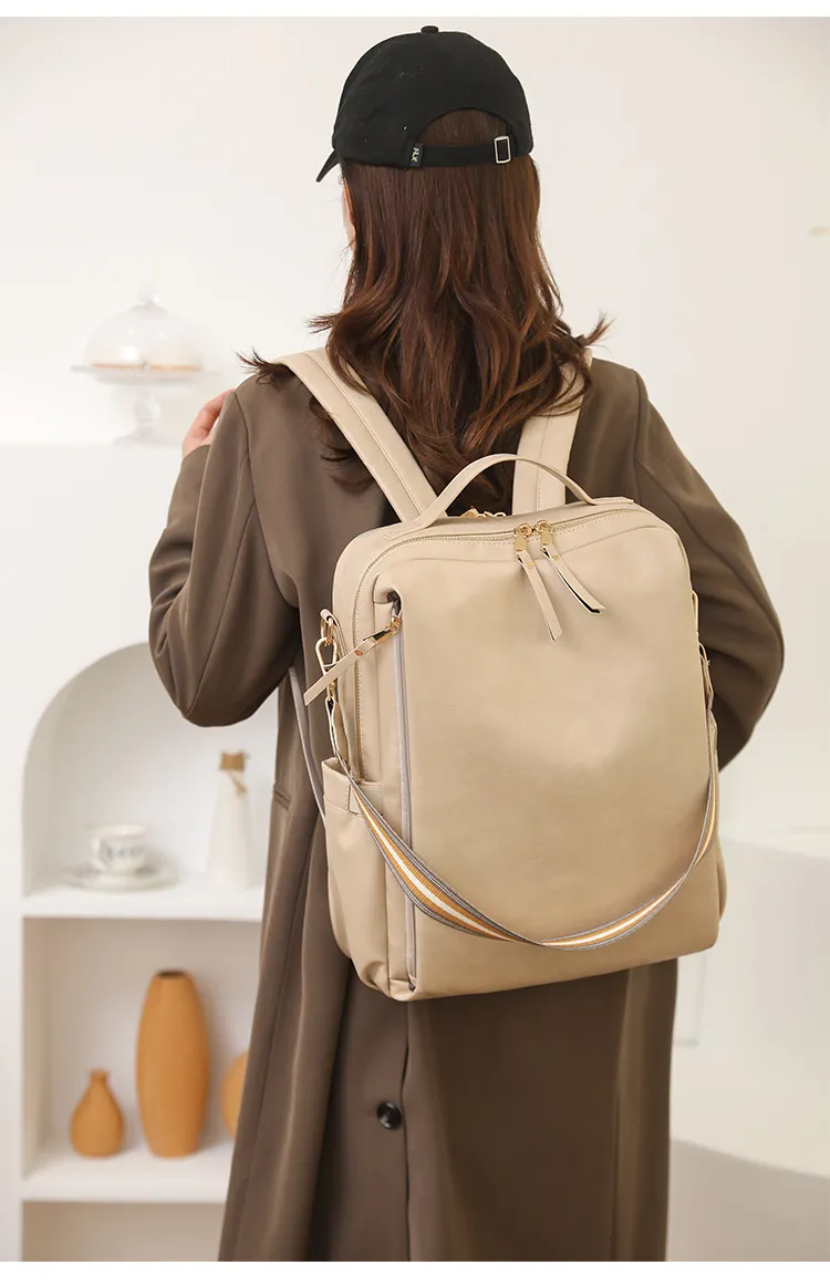 Xianghui Women Business Laptop Bag Multi Function Backpack PU Fashion Bag Travel Functional Backpack