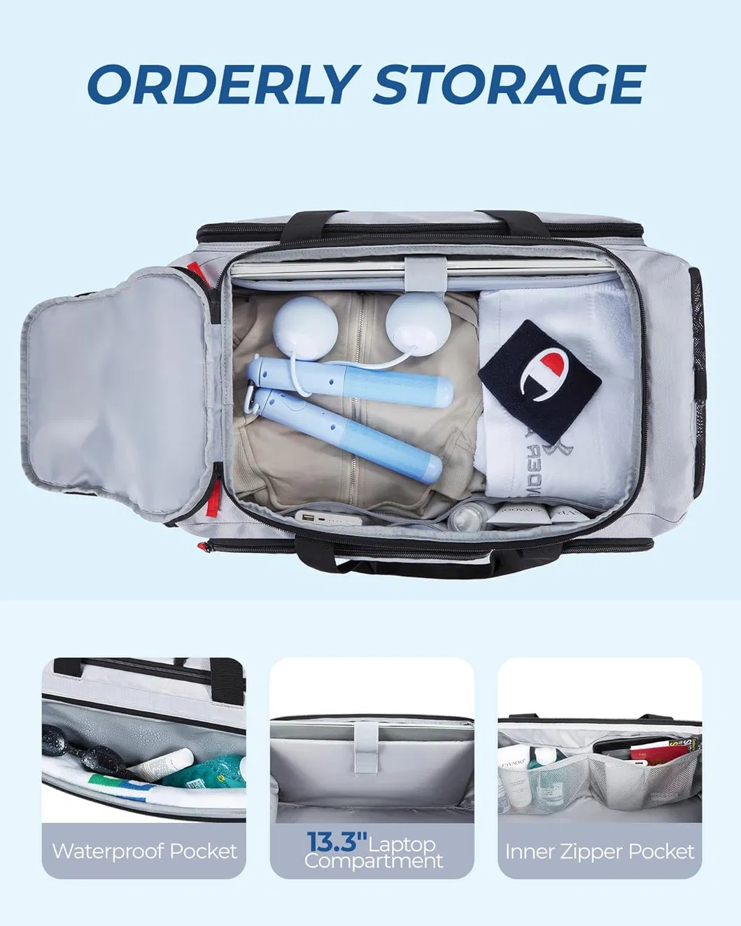 Unisex Small Size Sport Bag Waterproof Gym Carry Tote Oxford Zipper Weekender Travel Bag Shoe Compartment Wet Fashion Letter