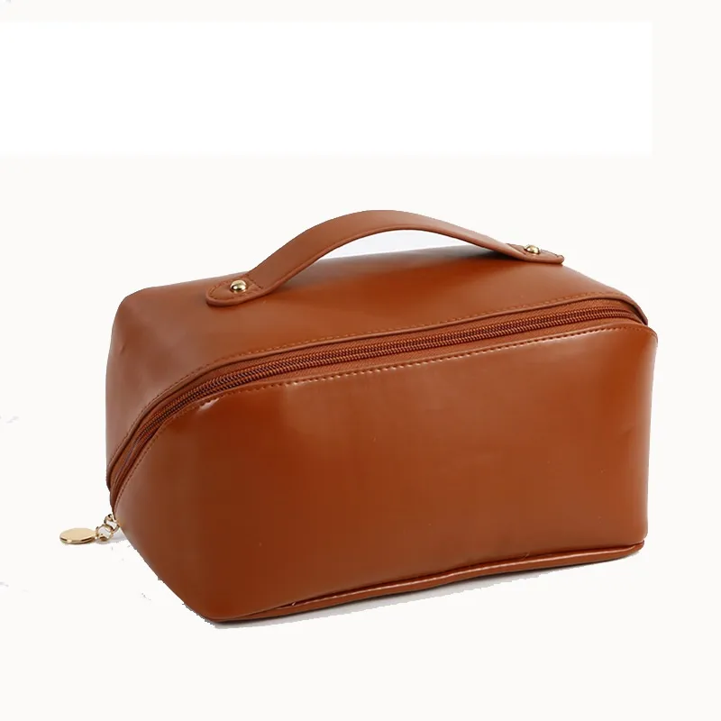 Xianghui Wholesale Custom Zipper Faux PU Leather Makeup Cosmetic Bag Pouch
