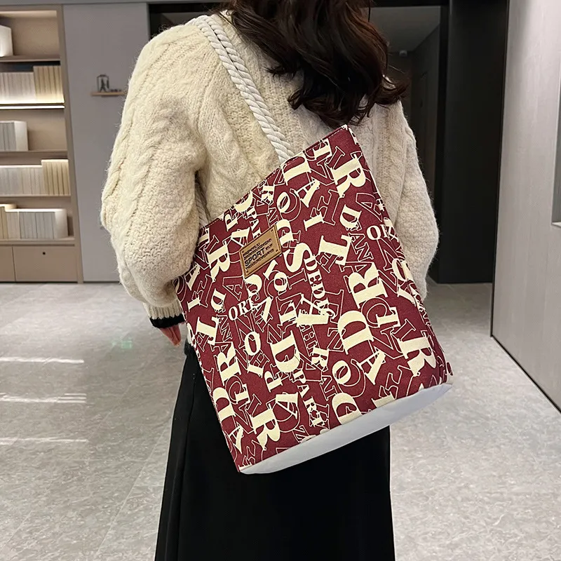 Xianghui Custom Ladies Alphabet Print Shoulder Eco Friendly Large Canvas Tote Bag