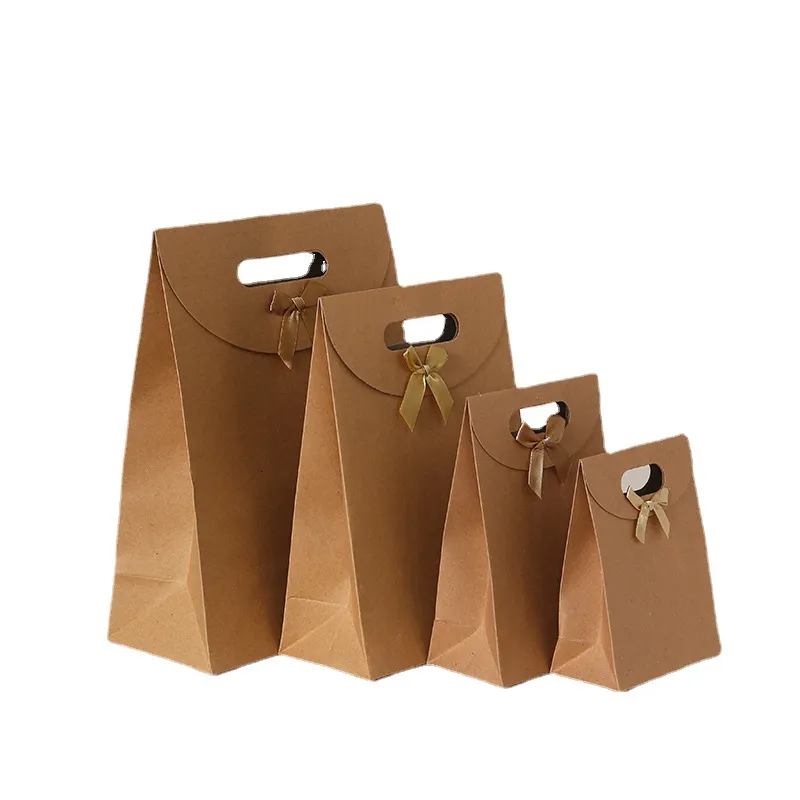 Xianghui Custom Wholesale Blank Kraft Paper Packaging Shopping Bag with Bow