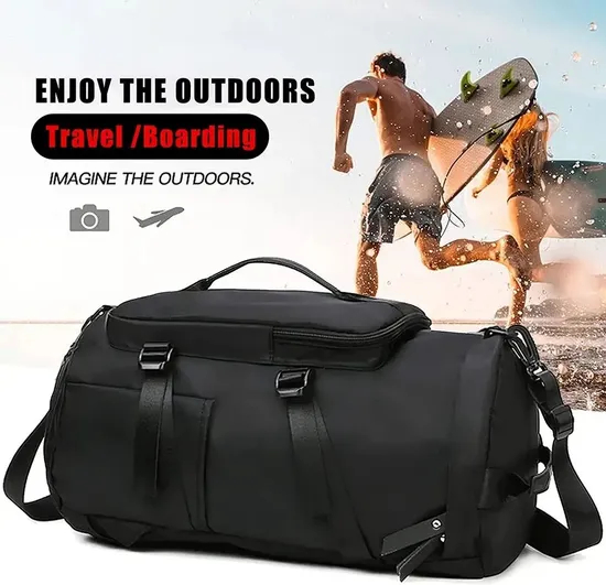 Xianghui Gym Bag Sports Duffle Bag Travel Backpack Shoes Compartment Black Golf Bag