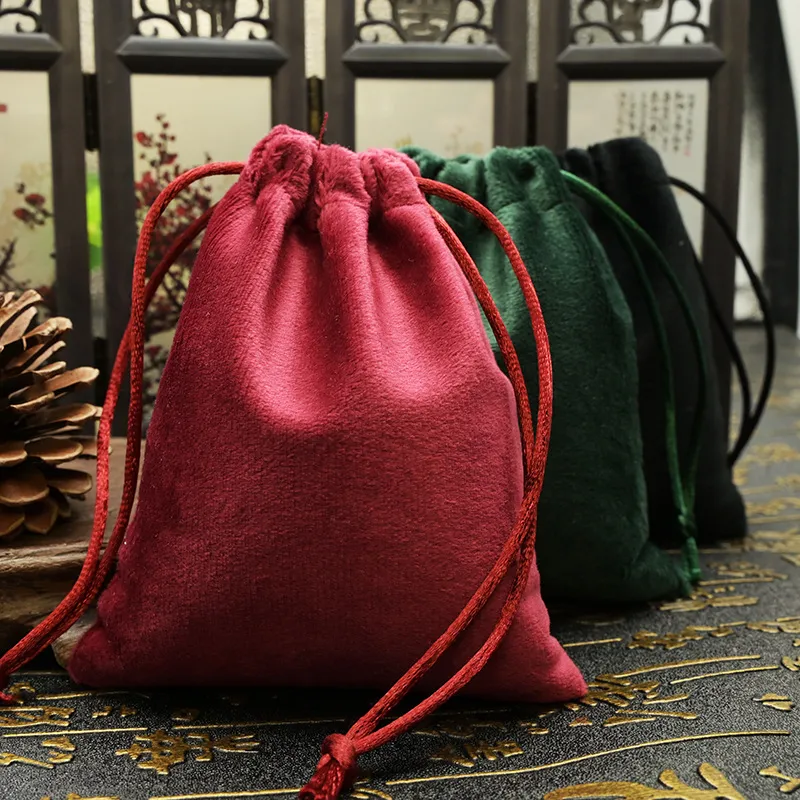 Xianghui Thickened Velvet Drawstring Bag Glossy Velvet Pouch Super Soft Drawstring Sack Jewelry Packaging Bag Multi Color Option