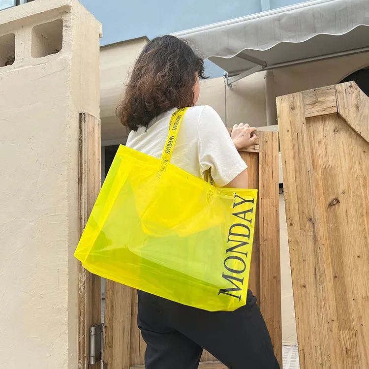 Xianghui Fashion Waterproof Women Shopping Bags PVC with Custom Printed Logo Hand Bag Tote Bags