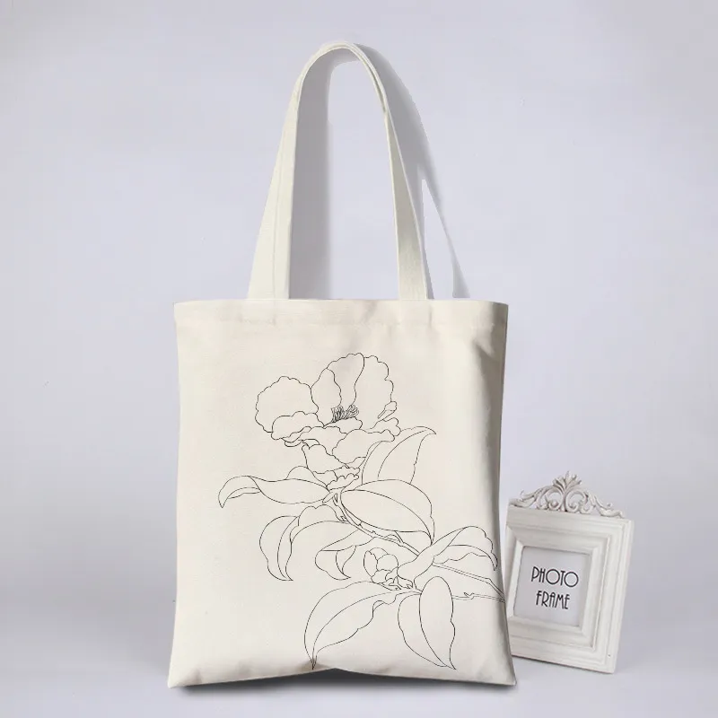 Custom Logo Printed Eco Friendly Large Plain Reusable Organic Shopping Tote Bag Cotton Canvas Bag with Pocket