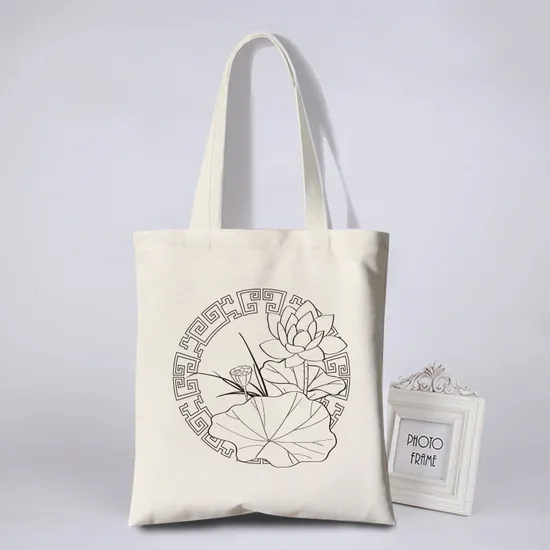 Custom Logo Printed Eco Friendly Large Plain Reusable Organic Shopping Tote Bag Cotton Canvas Bag with Pocket