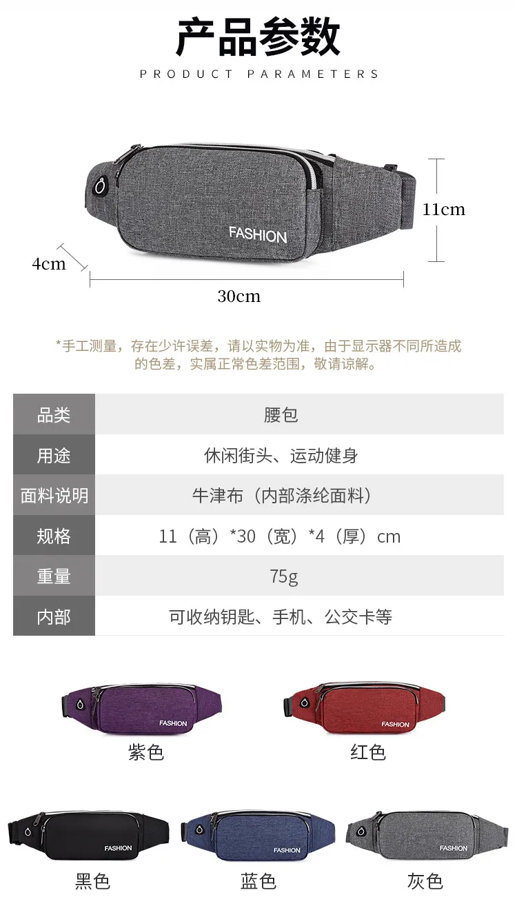 Lightweight Nylon Waist Pack Unisex Fashion Mini Belt Bag with Zipper Closure Waterproof Logo Pattern Bag Design for Travel