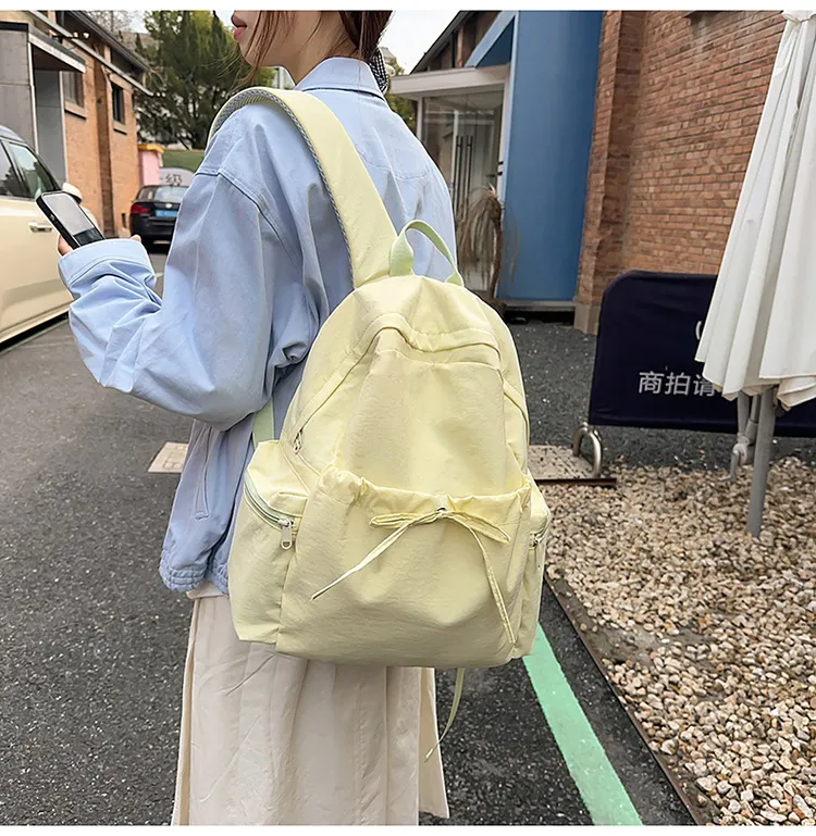Xianghui Japanese Ins Sweet Style Bow Lightweight Small Backpack High Appearance Fresh Little Fairy Shopping Travel Backpack