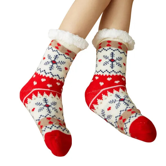 Xianghui Christmas Warm and Velvet Home Indoor Sleeping Socks