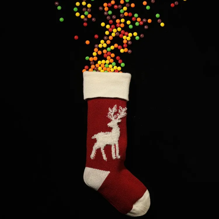 Xianghui New Elk Christmas Gift Bag Knitted Wool Candy Bag Christmas Decorations Terry Reindeer Hanging Socks