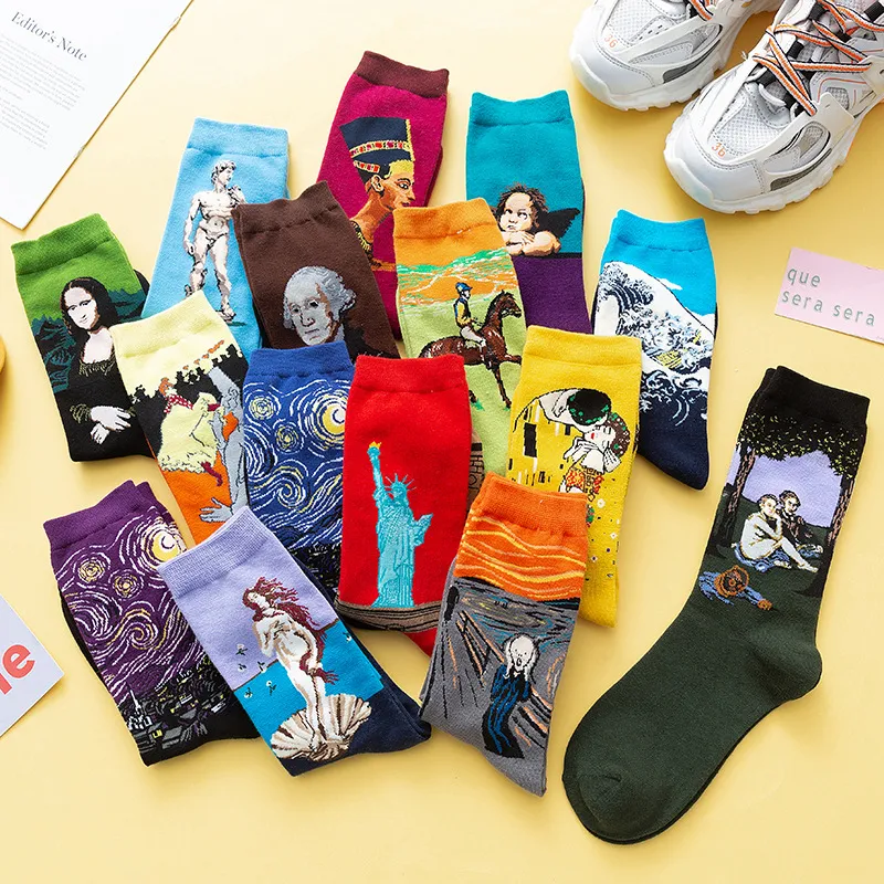 Xianghui Carton Men Unisex Happy Custom Logo Jacquard Funny Women Crew Socks