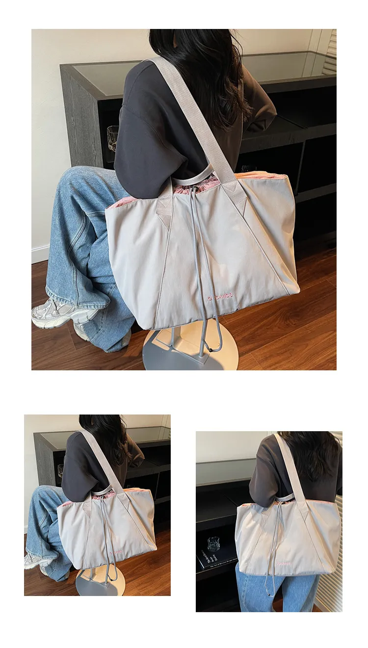 Xianghui Drawstring Simple Gym Training Bag Lightweight Breathable Handheld Travel Bag Women Korean Style Commute Versatile Yoga Sports Bag