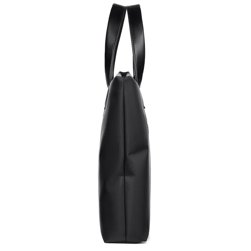 Xianghui Black Large Capity Briefcase with Pockets on The Side Simple Business Handbag