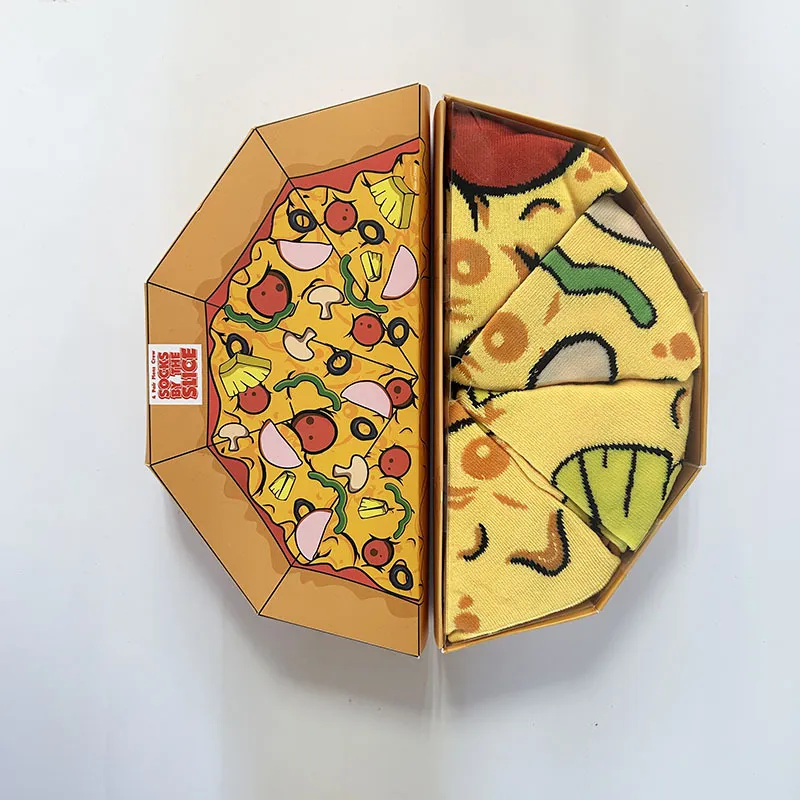 Xianghui Unique fashion Colors Sports Happy Food Pizza Socks of Couple Gift Box