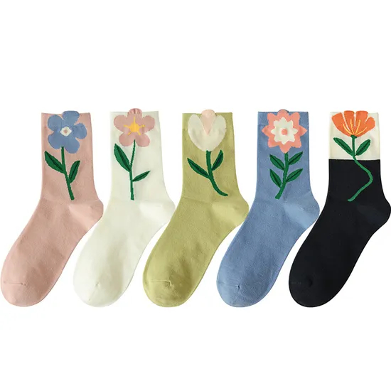 Xianghui Custom Cotton Socks Stocking Happy Funny Flower Socks