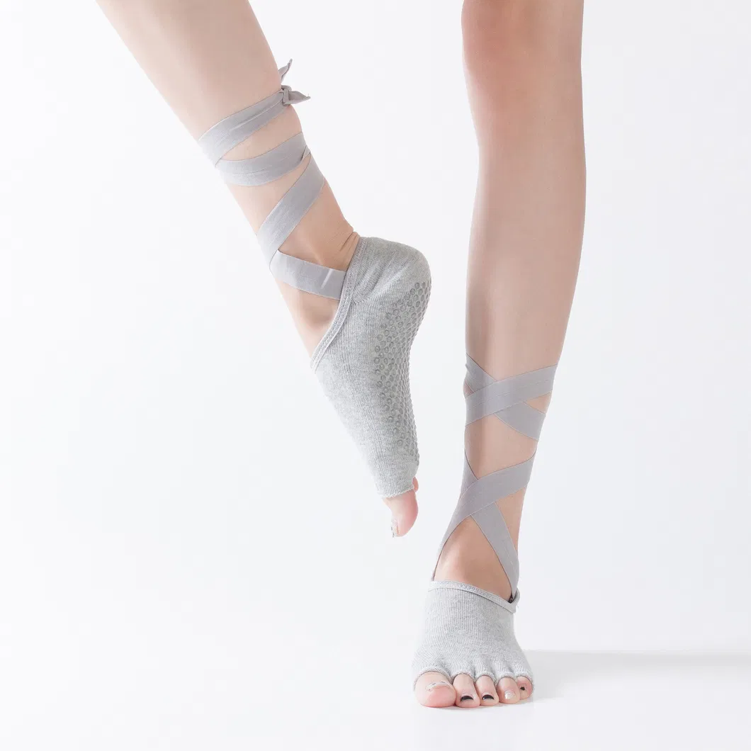 Xianghui Women Peep-Toe Yoga Anti-Slip Bandage Sports Ladies Girls Dance Socks