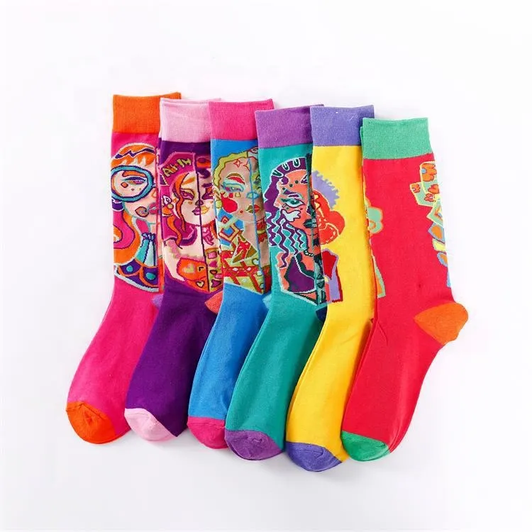 Xianghui New Female Korean Version Fashion Tube Cartoon Girls Tall Socks