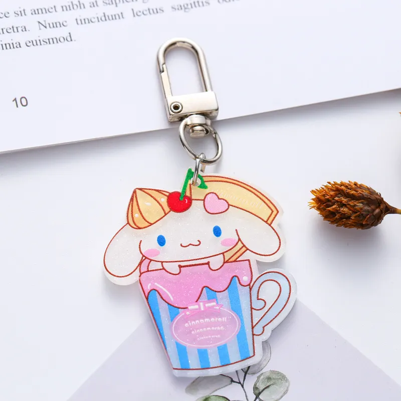Xianghui Popular Transparent Custom Logo Design Cute Cartoon Glitter Acrylic Keychain