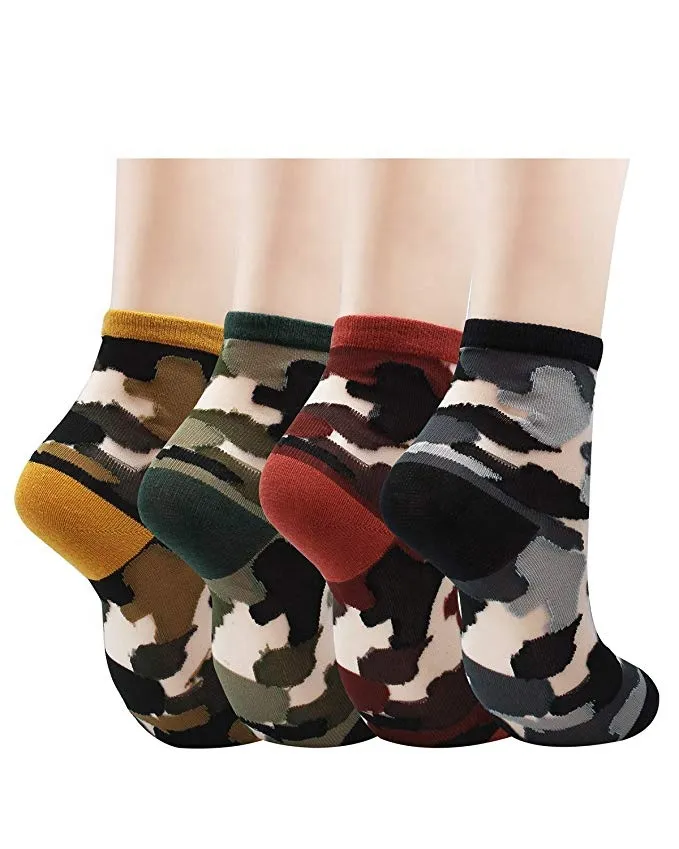 Xianghui Women's Novelty Lace Through Camouflage Pattern Ankle Sock