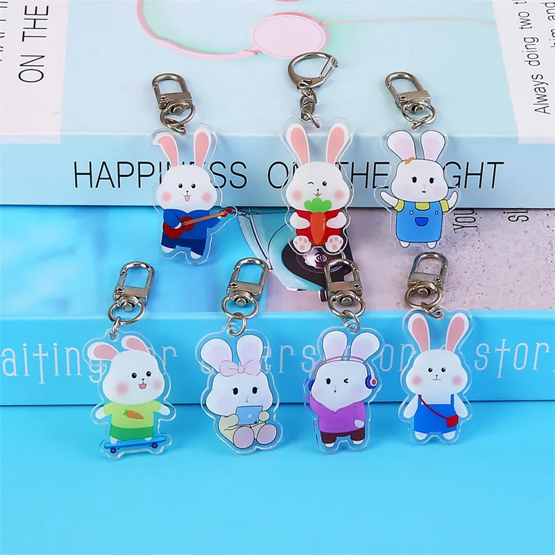 Xianghui Fashion Cute Rabbit Animal Pattern Custom Design Acrylic Keychain