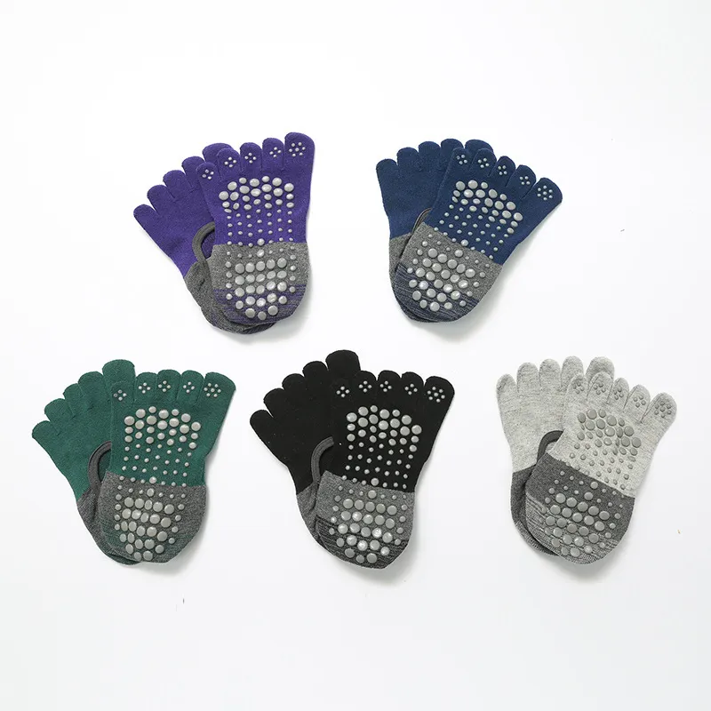 Xianghui High Quality Pilates Women′ S Anti-Slip Color-Matching Toe Sports Yoga Socks
