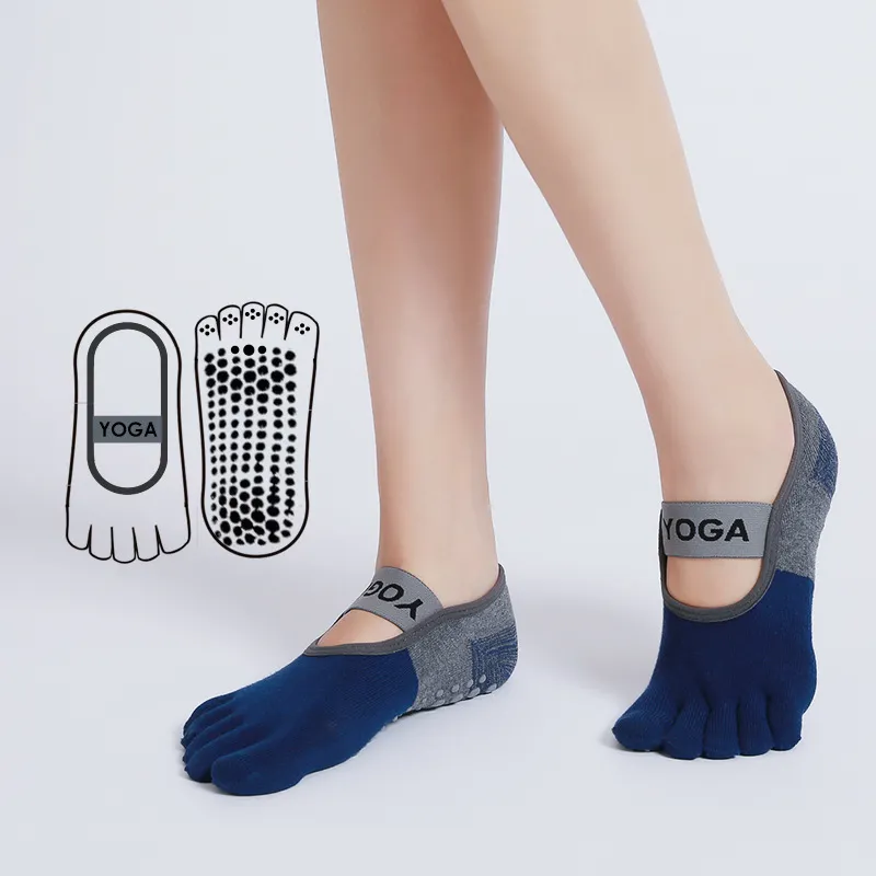 Xianghui High Quality Pilates Women′ S Anti-Slip Color-Matching Toe Sports Yoga Socks
