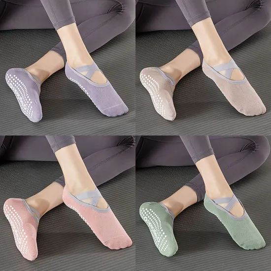 Xianghui Cross Strap Indoor Special Floor Anti Slip Sports Fitness Dance Yoga Socks