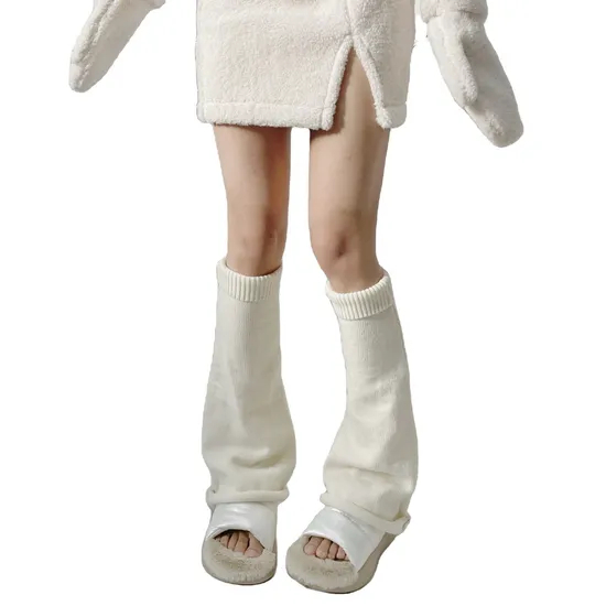 Xianghui Plain Color Flared Style Knitted Winter Knee-Length Leg Warmers Socks